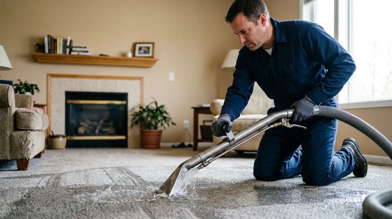 Water damage restoration technician working near Kenton, OK